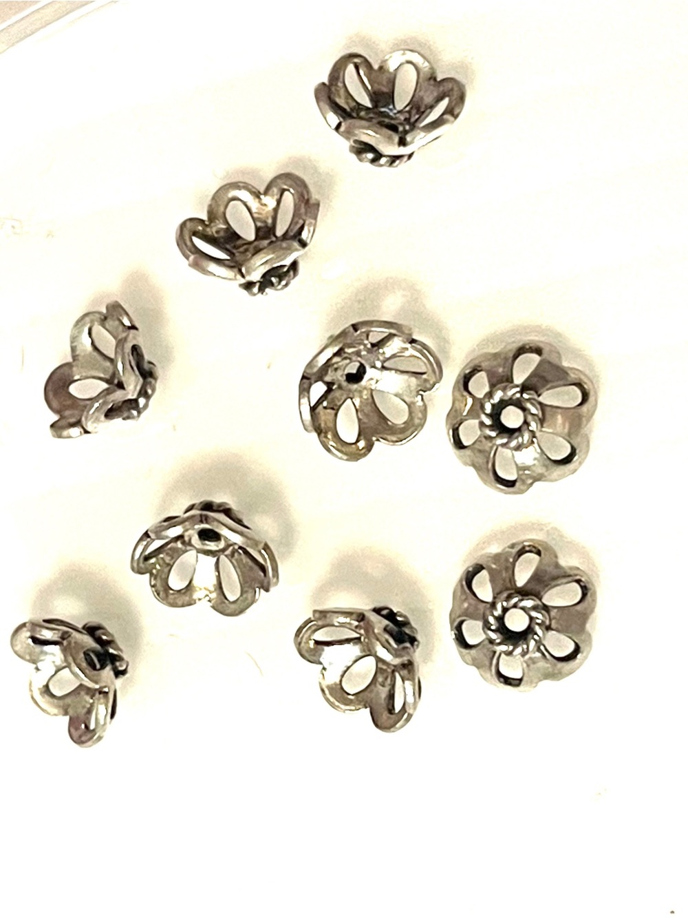 8 Sterling Openwork Beadcaps
